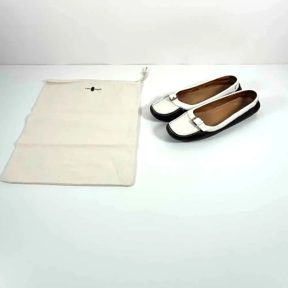 Y2K The Original Car Shoe (Prada) Black & White Leather Driving Loafers - EU40